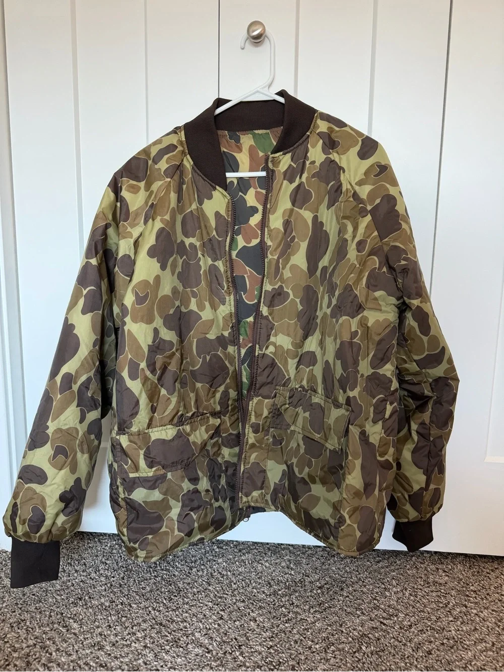 Kids Camo Bomber Jacket - Green/Brown